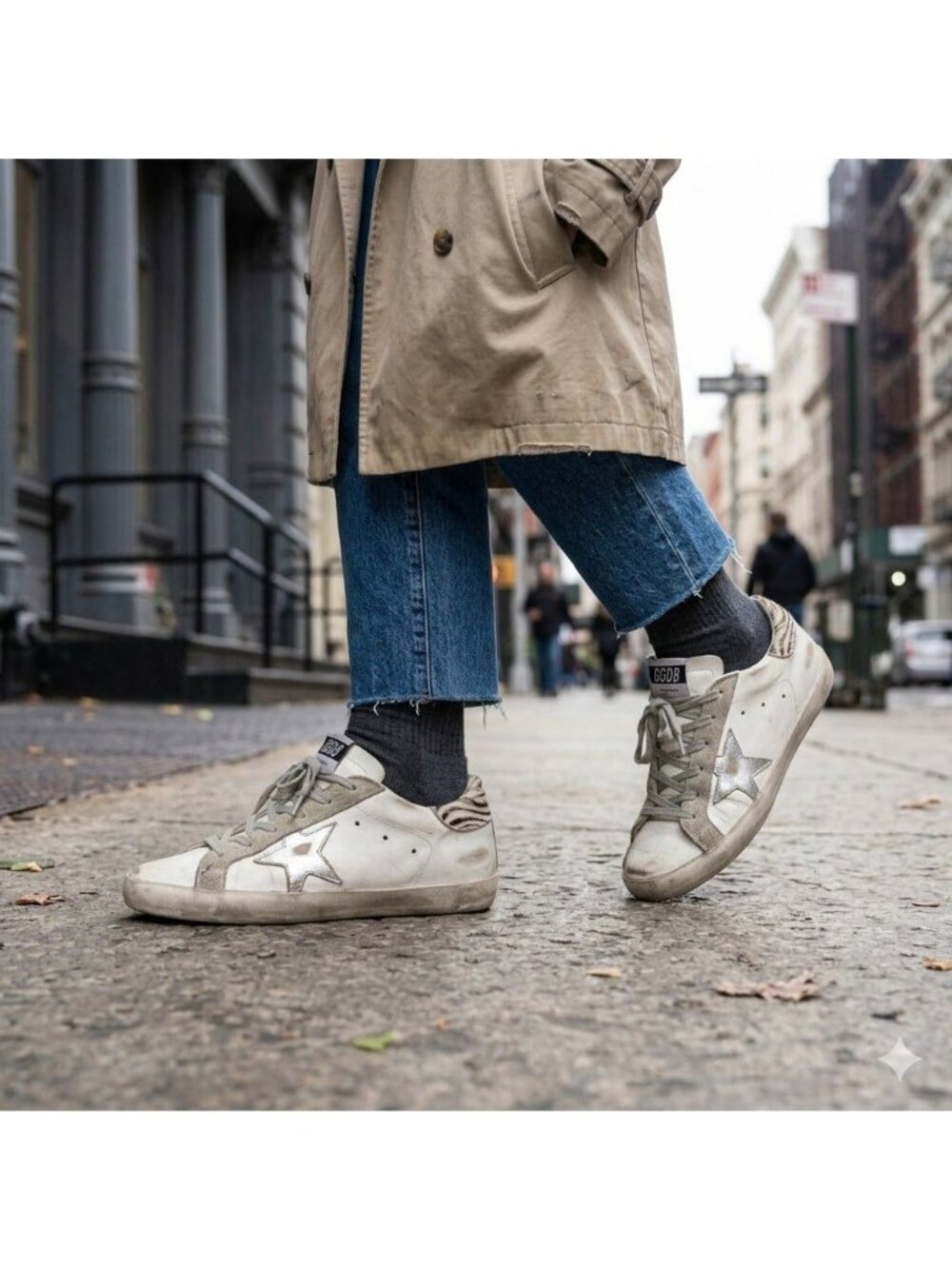 Golden Goose Superstar Womens 38 White Silver Pony Ziger Sneakers Leather Low To